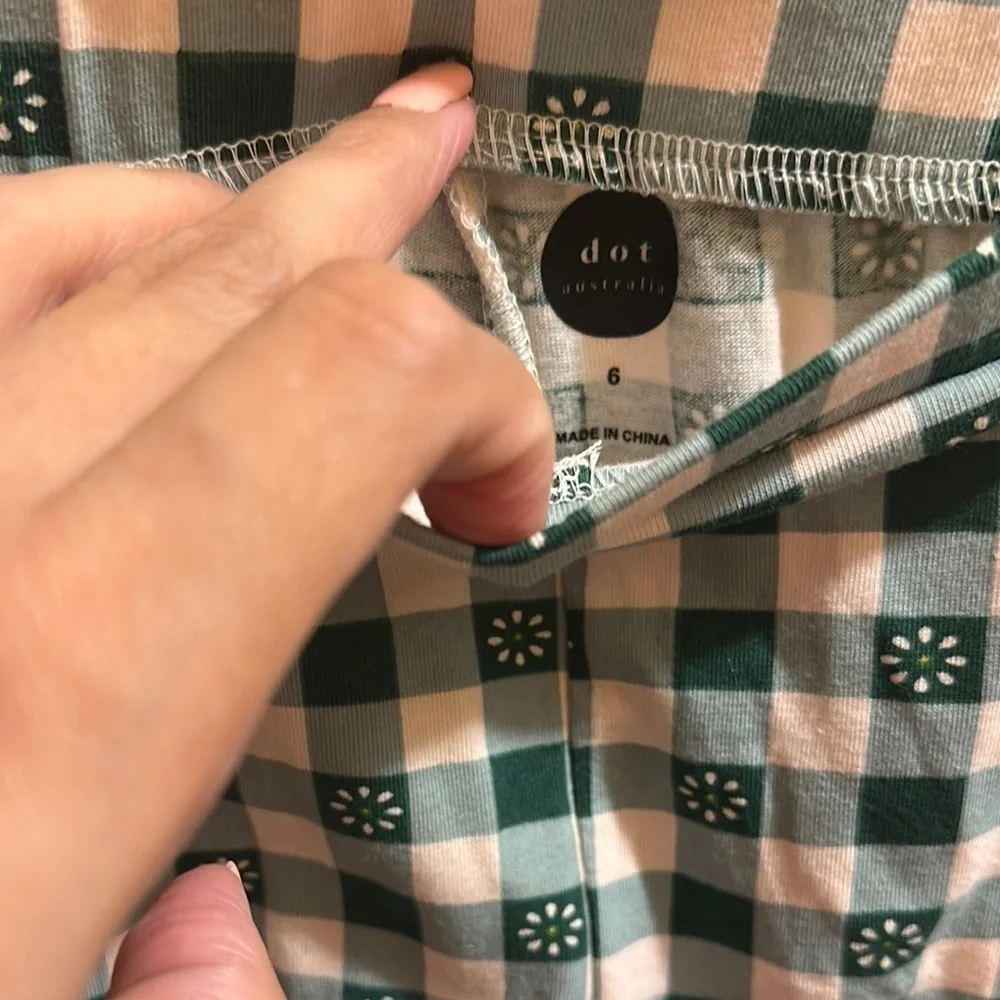 DOT Australia Kids Checkered Leggings - Green and White
